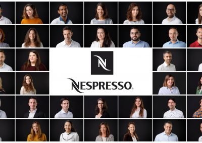 Collage of professional headshots of Nespresso (Nestlé) employees photographed in Barcelona