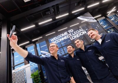 Revolut executives taking selfie during corporate event in London office